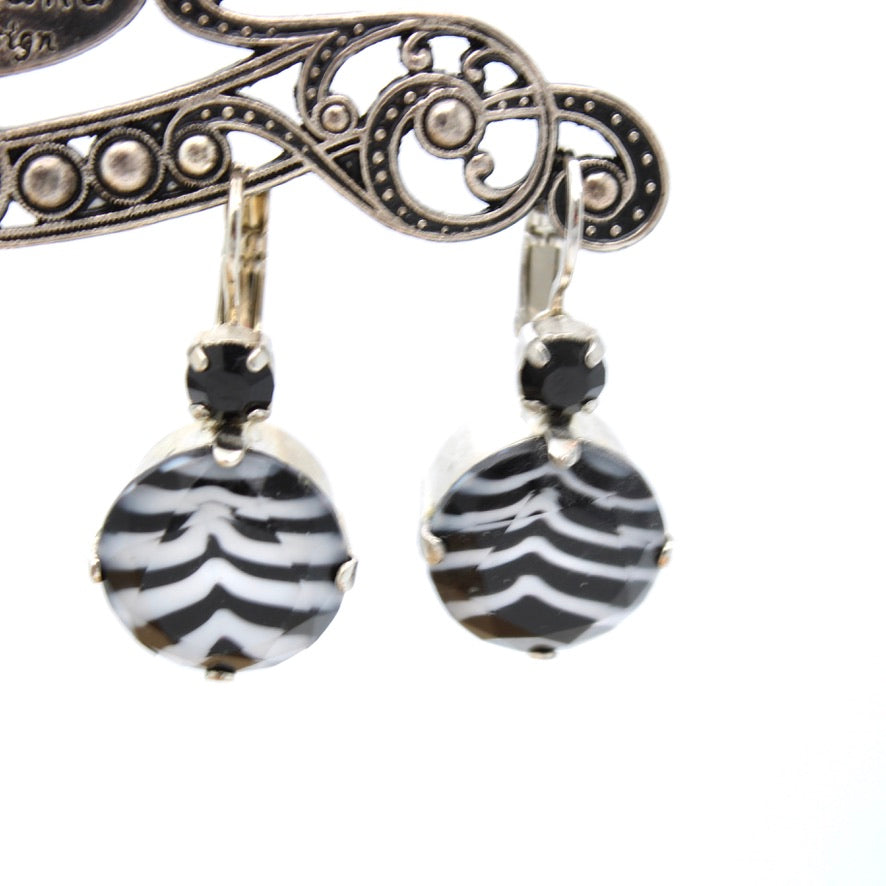 Black and White Chevron Leverback Earrings