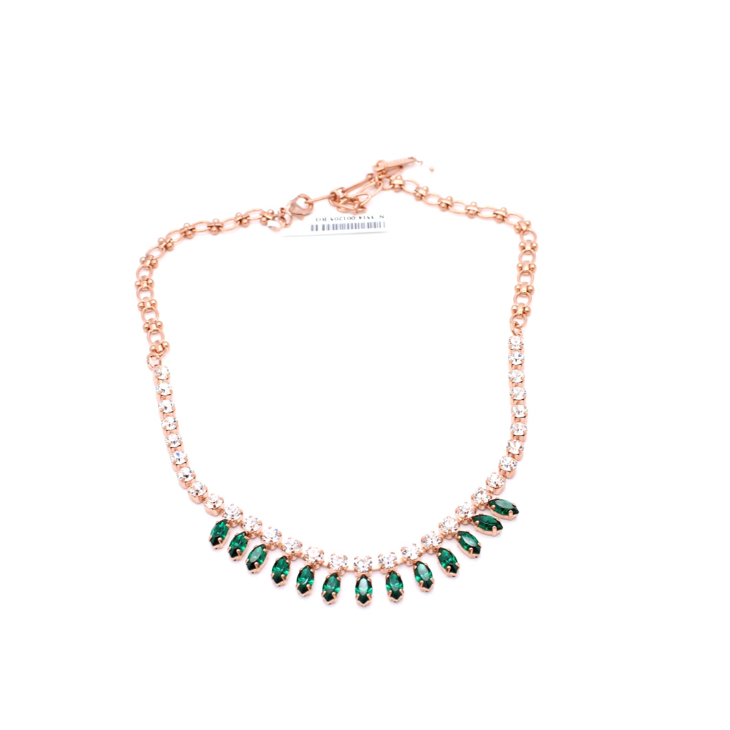 Emerald Green Marquise and Round Necklace in Rose Gold