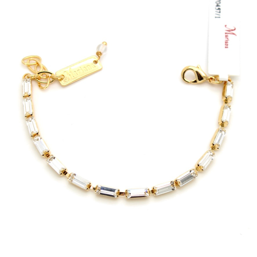 Clear Baguette Bracelet in Gold