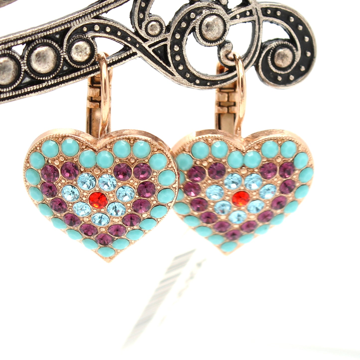 Rainbow Sherbet Collection Heart Earrings in Rose Gold
