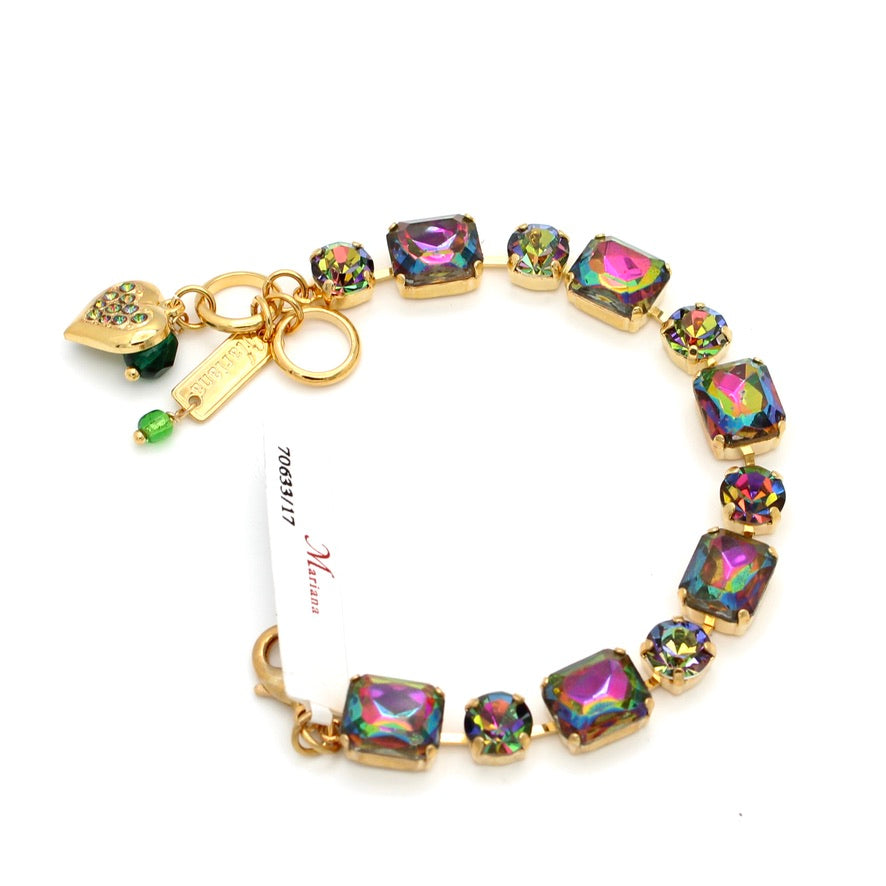 Vitrail Medium Emerald Cut and Round Bracelet in Gold