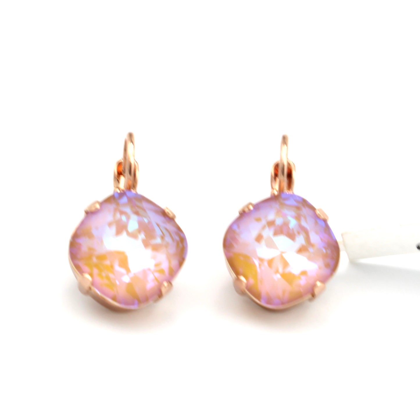 Horizon 12MM Cushion Cut Leverback Earrings in Rose Gold