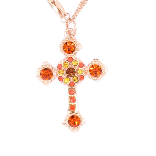 Pumpkin Spice Flat Cross Pendant in Rose Gold