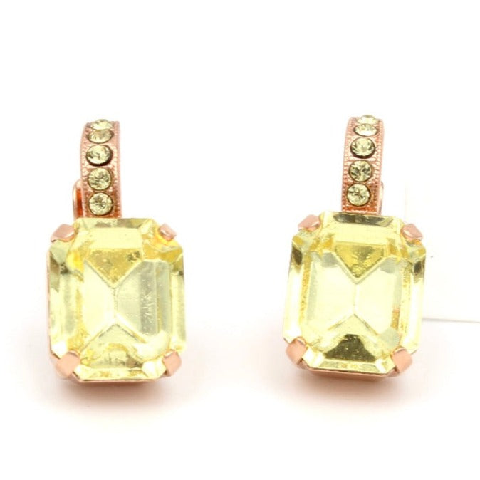 Jonquil Emerald Cut Earrings with Bale in Rose Gold