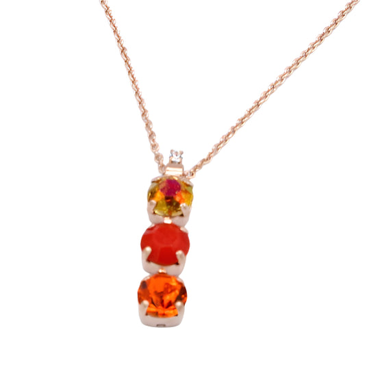 Pumpkin Spice Three Stone Pendant in Rose Gold