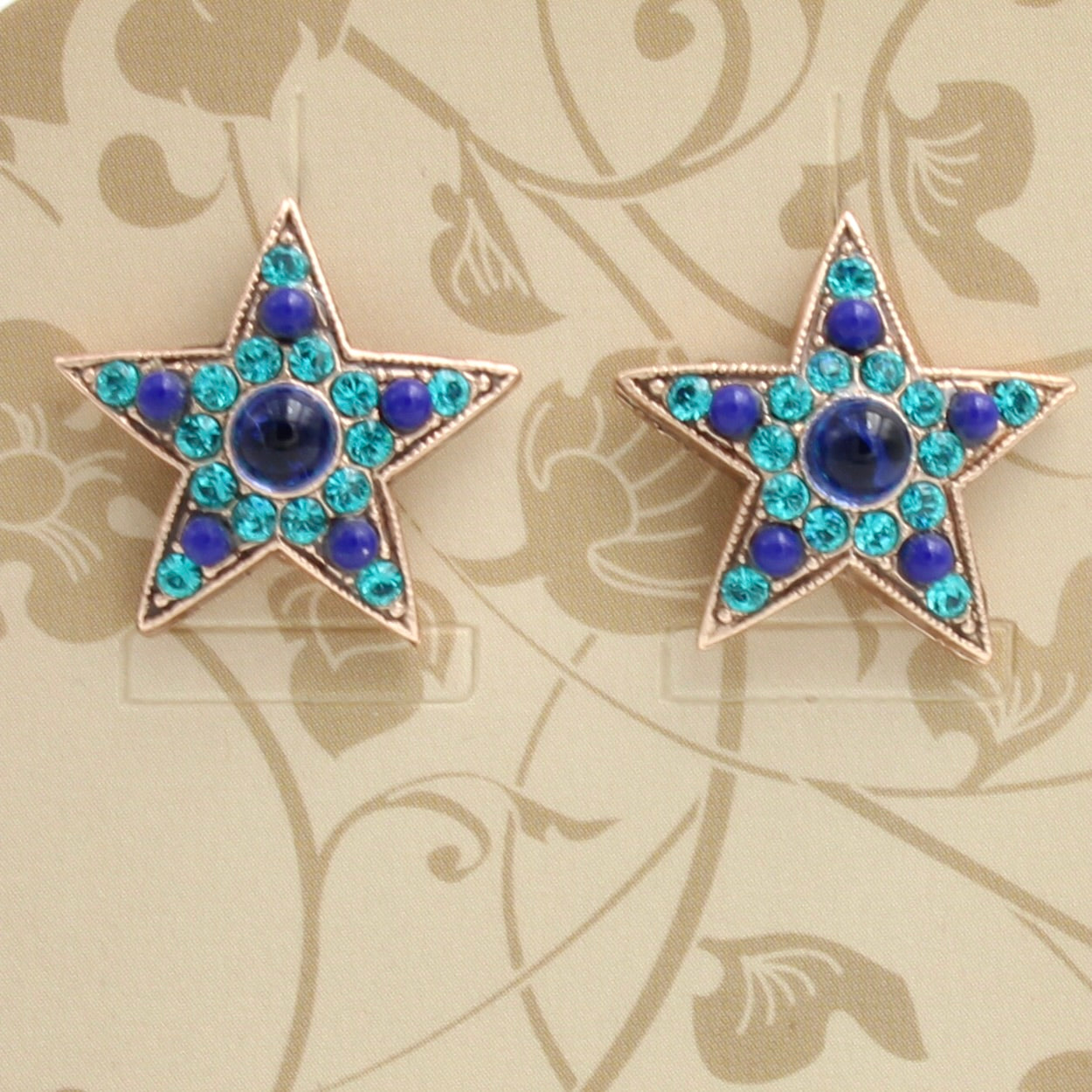 Amaro Green Pacific Star Leverback Earrings in Rose Gold