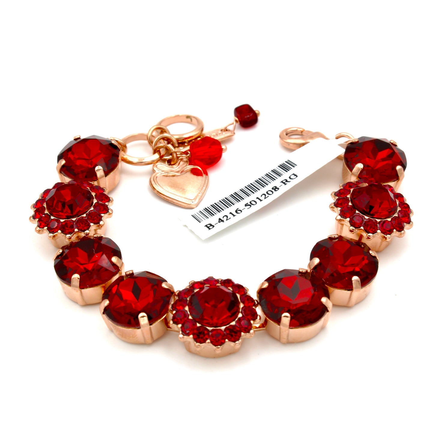 Ruby and Siam Red Extra Luxurious Bracelet in Rose Gold