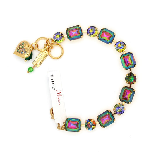 Volcano Emerald Cut and Round Bracelet in Gold