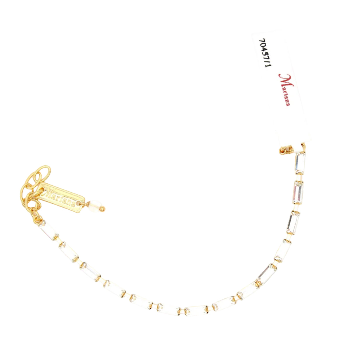 A gold-tone chain accessory with rectangular clear rhinestone links, shown on a white background with a white paper tag attached. The tag has the brand name 'Missoni' visible.