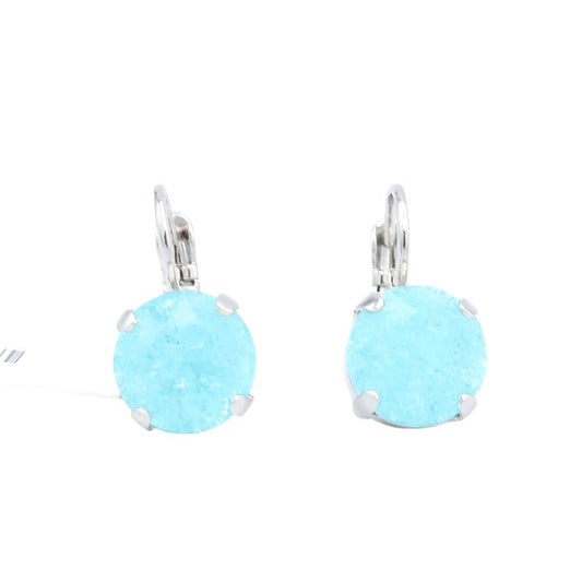 Aqua Ice 10MM Crystal Earrings in Rhodium