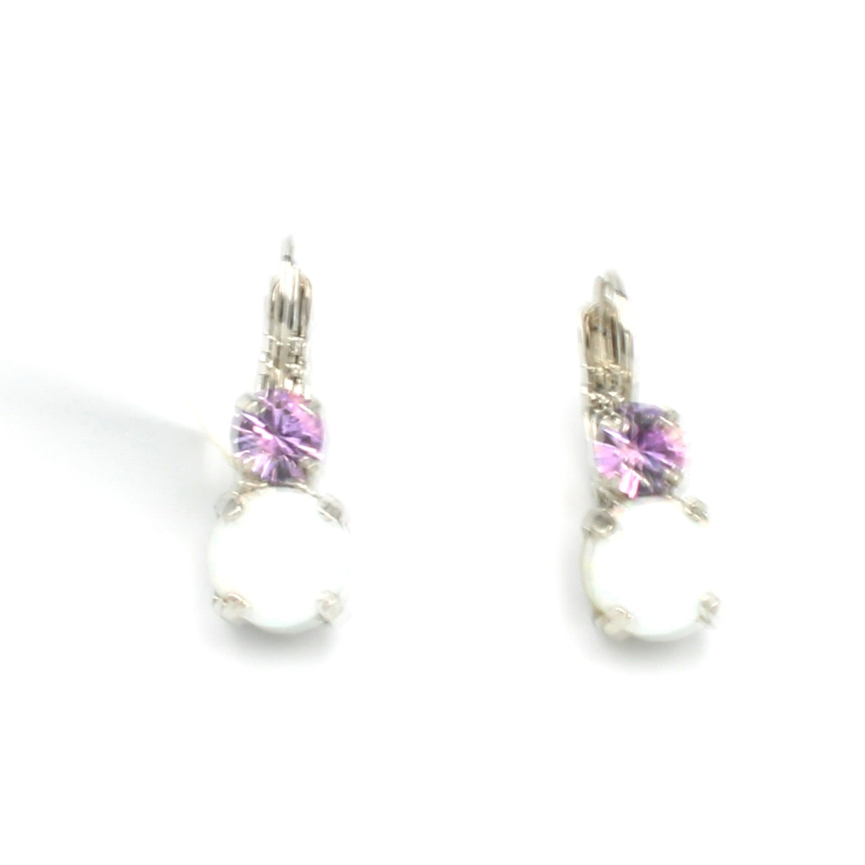 Synthetic White opal and Light Vitral Medium Double Stone Earrings