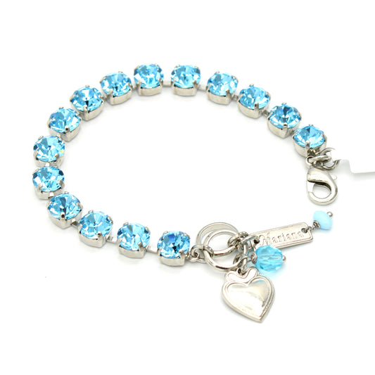 Aquamarine Medium Everyday Bracelet in Rhodium