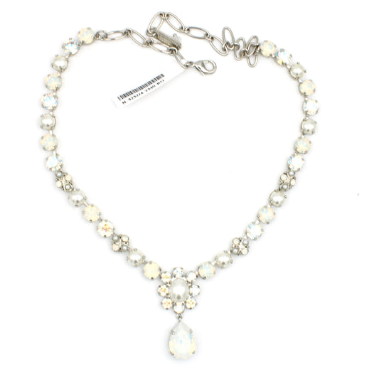 Ivory Collection Necklace with Flower Cluster and Pear Dangle - MaryTyke's