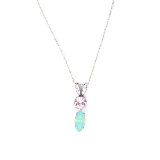 Matcha Collection Must Have Round and Marquise Pendant Necklace in Antique Silver