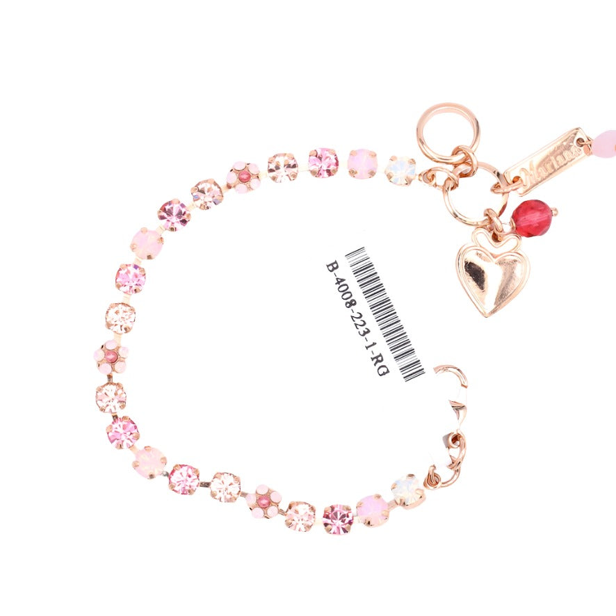 Rosewater Opal and Light Rose Petite Flower Bracelet in Rose Gold