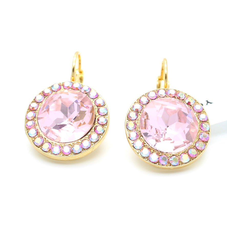Flamingo Collection Luxurious Halo Earrings in Gold