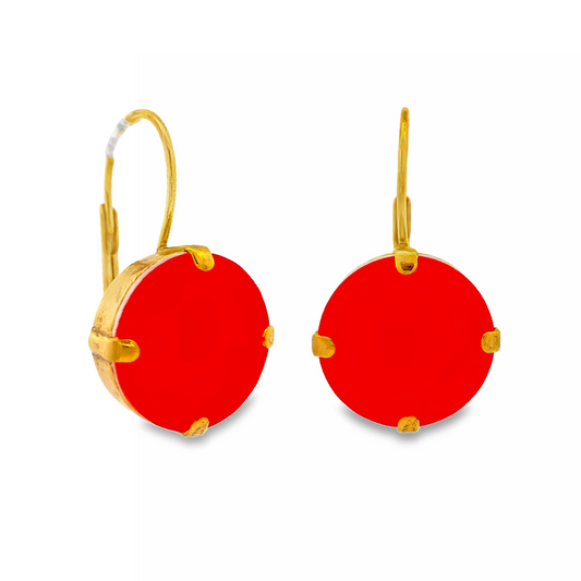 Caitlin Round Earrings in Electric Red