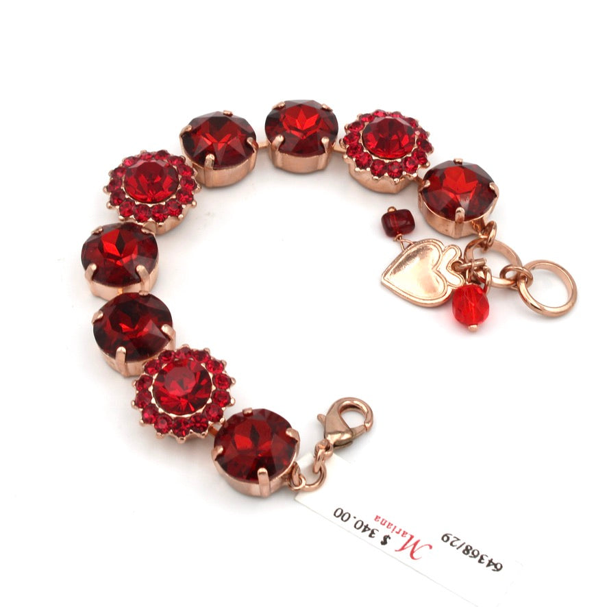 Ruby and Siam Red Extra Luxurious Bracelet in Rose Gold