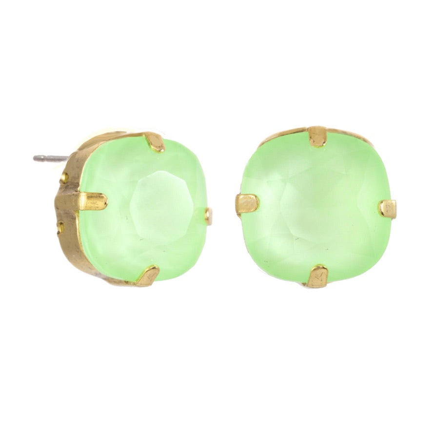 Studs in Green POP Antique Gold