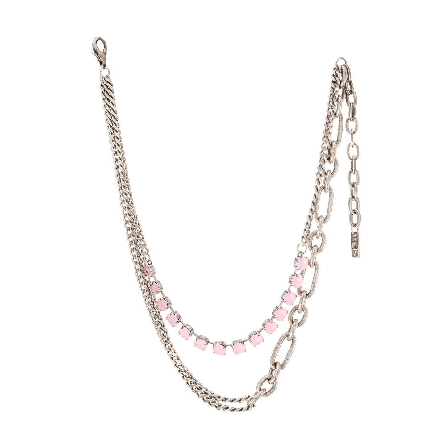 Cricket Necklace in Petal Pink with Antique Silver Plating