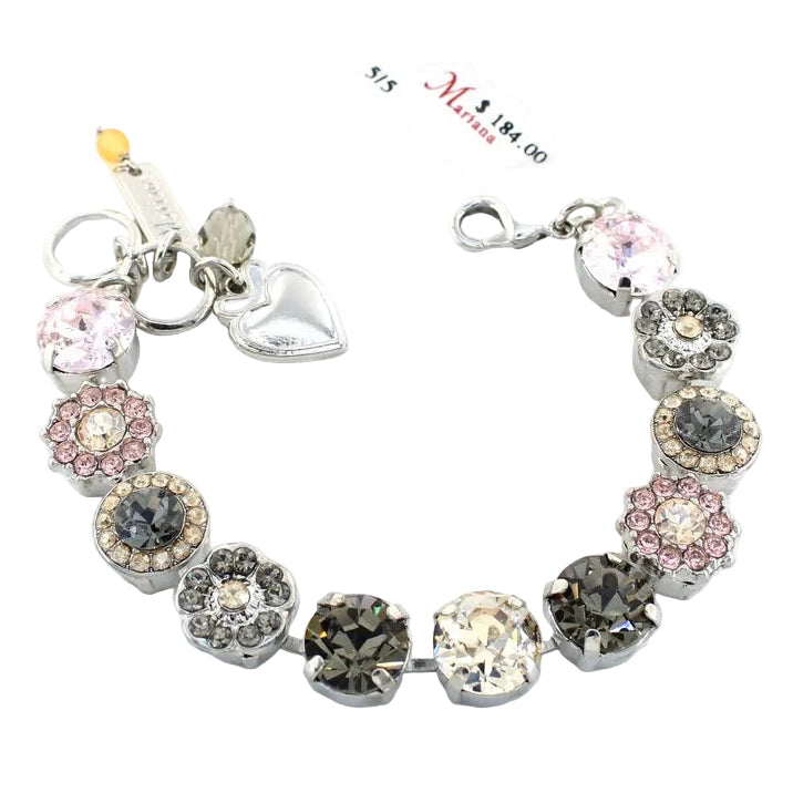 Champagne Kisses Large Rosette Bracelet in Rhodium