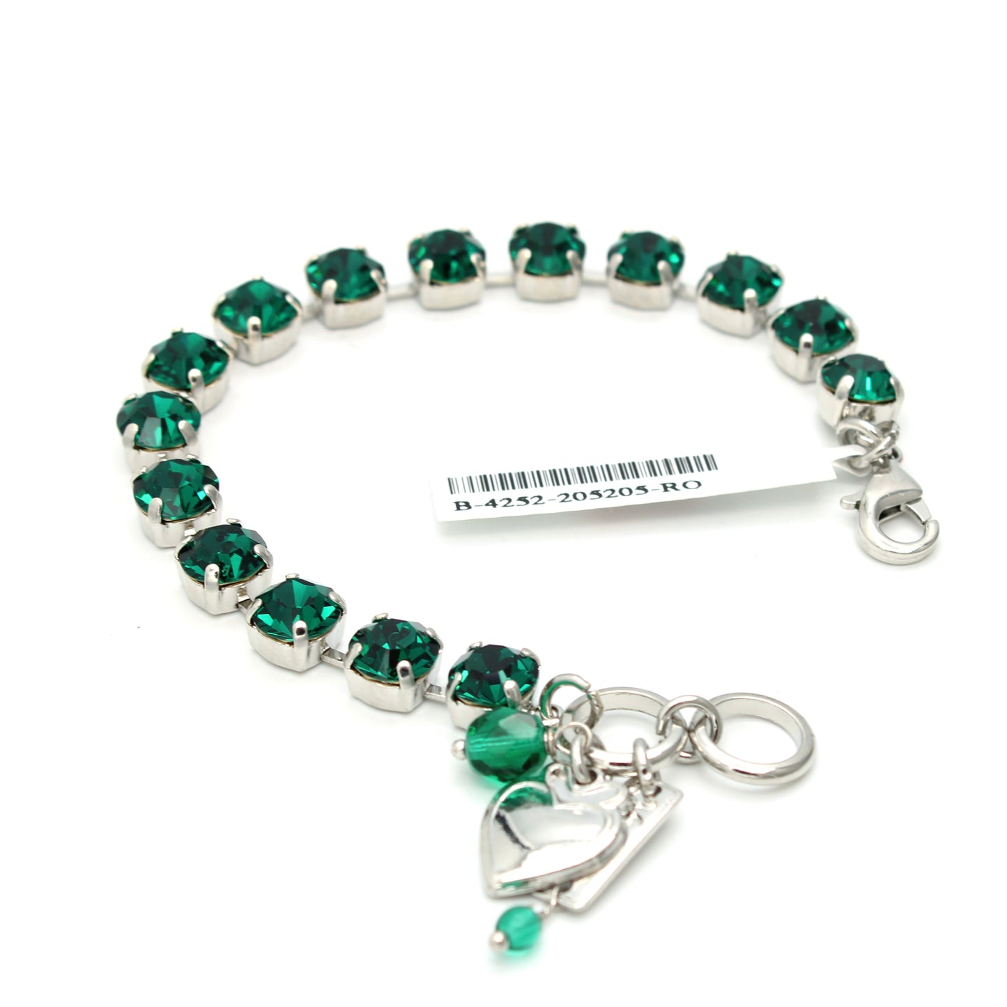 Emerald Green Medium Everyday Bracelet in Rhodium