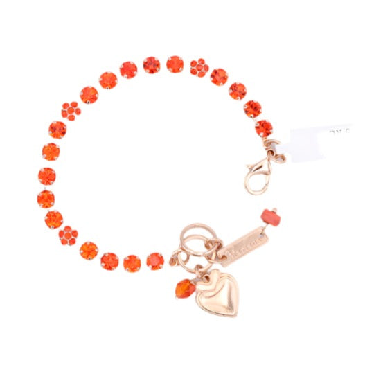 Orange Petite Flower Bracelet in Rose Gold