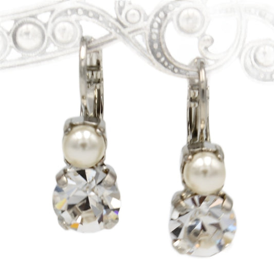 Crystal Pearls Medium Double Stone Earrings