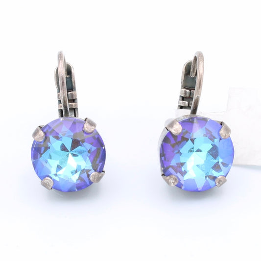 Midnight Sunkissed 10MM Crystal Earrings in Antique Silver