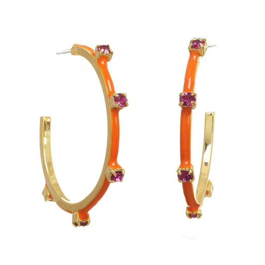 Everly Hoops in Orange/Fuschia