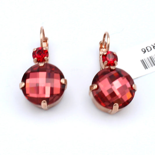 Bonfire 15MM Double Stone Leverback Earrings in Rose Gold