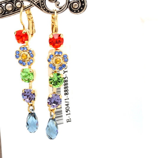 Kaleidoscope Collection Flower Dangle Earrings in Yellow Gold