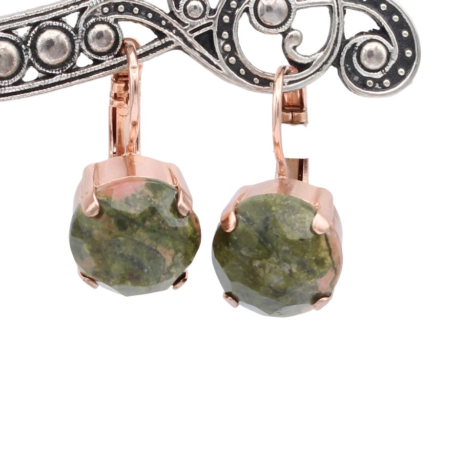 Mariana Mineral Leverback Earrings in Rose Gold