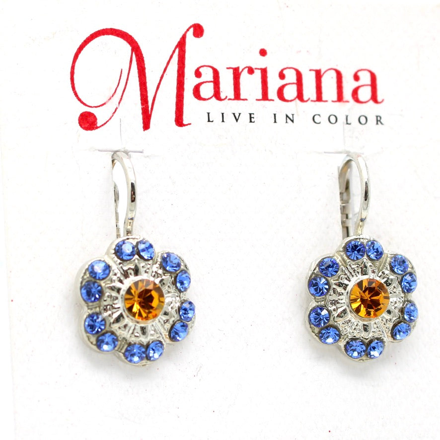 Kaleidoscope Flower Earrings in Rhodium
