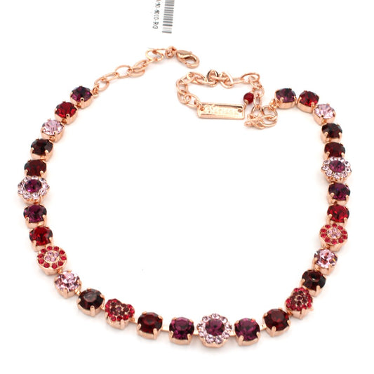 Cranberry Crush Medium Blossom Necklace with Heart in Rose Gold