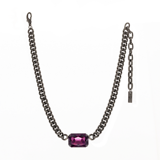 Darcy Necklace in Gunmetal Amethyst