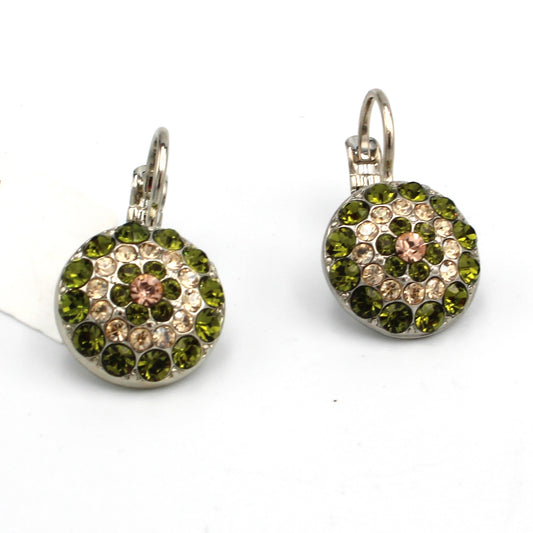Olive Garnish Pavé Earrings in Rhodium