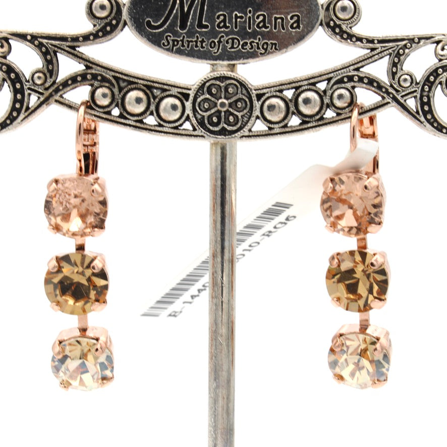 Desert Rose Collection Medium Everyday Triple Stone Earrings in Rose Gold
