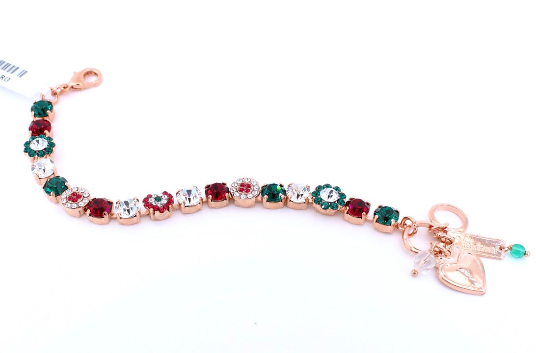 Holly Collection Medium Pave Heart Bracelet in Rose Gold