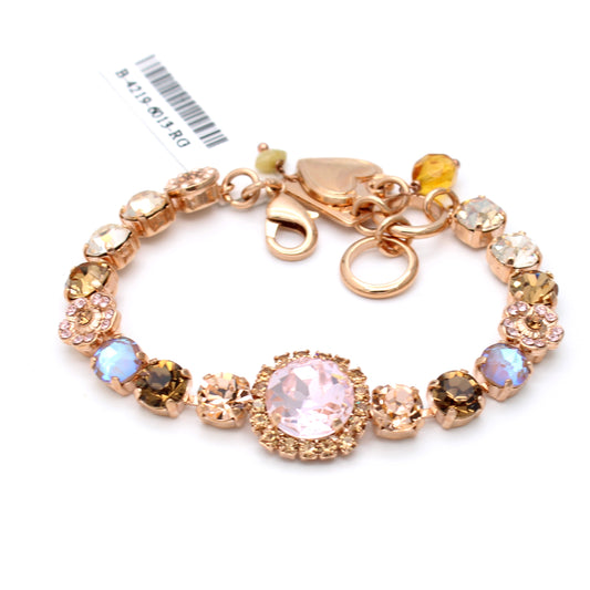 Amaretto Medium Bracelet with Rivoli Halo in Rose Gold