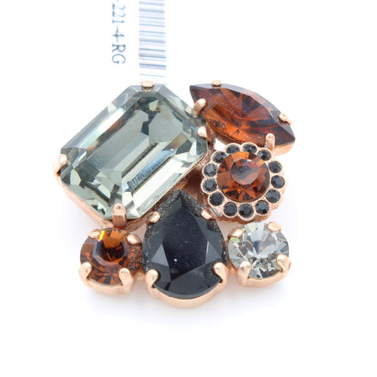 Cafe Ole' Collection Multi Crystal Brooch in Rose Gold