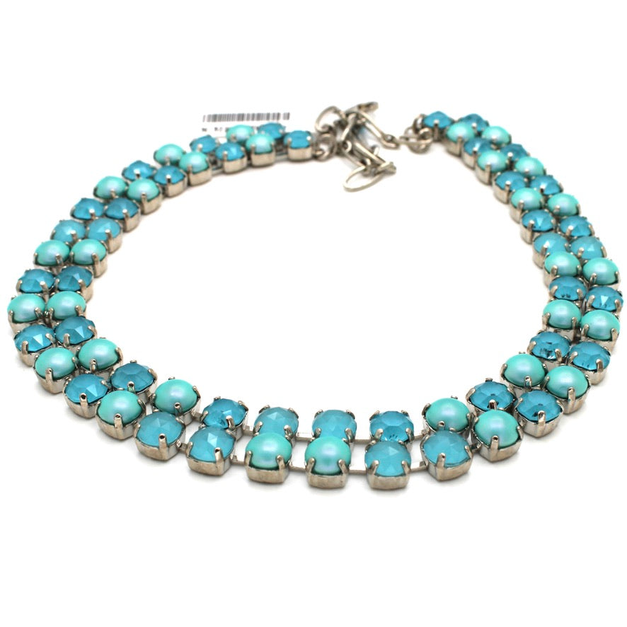 Crystal Blue Double Strand Medium Everyday Necklace