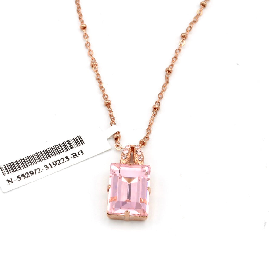 Pink Extra Luxurious Baguette Pendant in Rose Gold