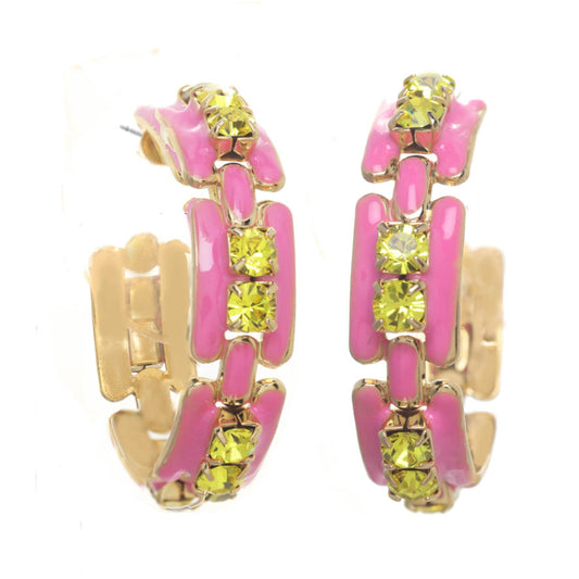 Hillary Hoops in Bright Pink/Bright Yellow