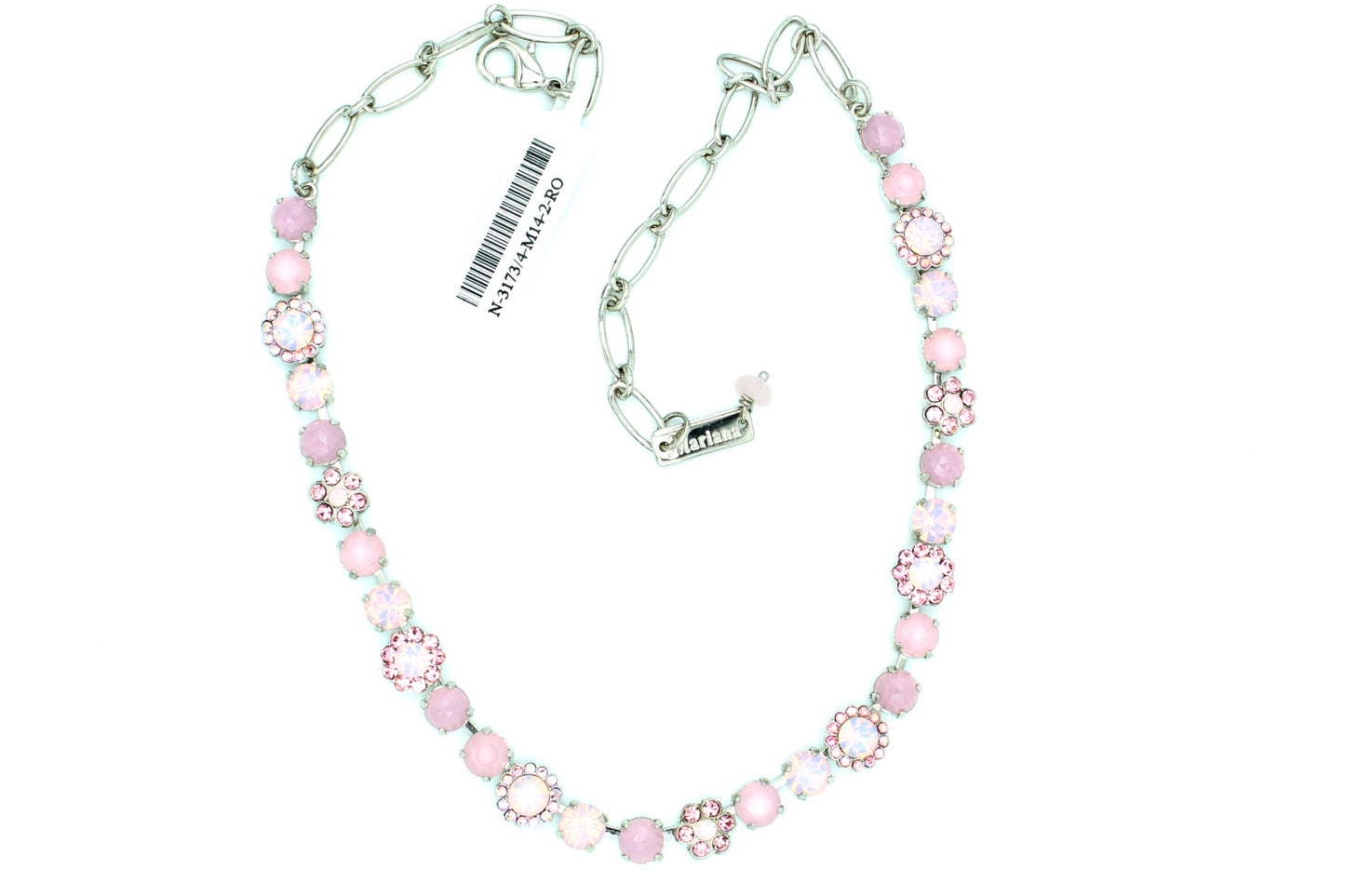 Pink Carnation Collection Medium Crystal Flower Necklace