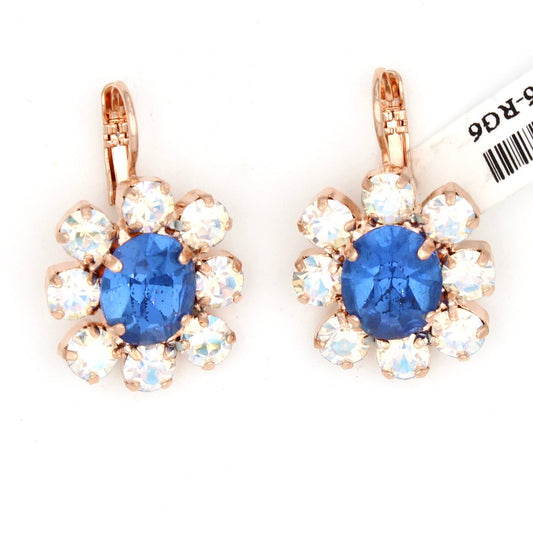 Halo Oval Sapphire Leverback Earrings in Rose Gold - MaryTyke's