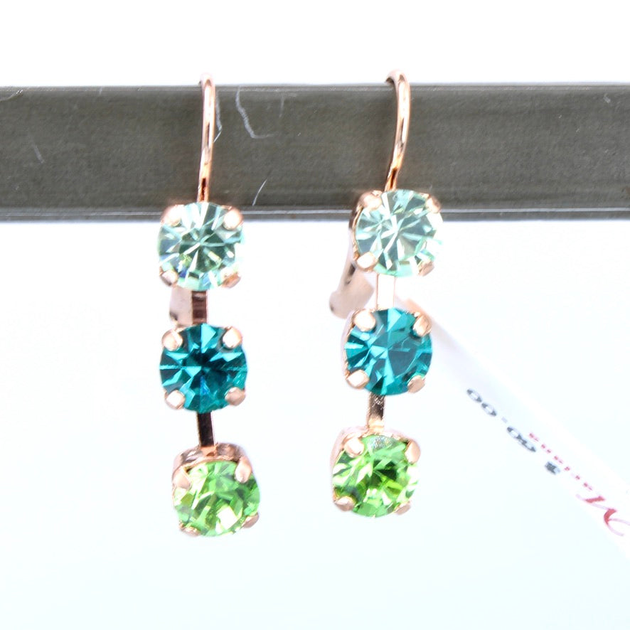 Ivy Villa Collection Petite Three Stone Earrings - Rose Gold