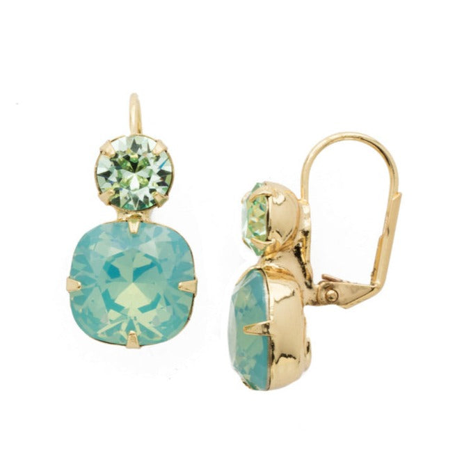 Sorrelli Round and Cushion Cut Pacific Opal Earrings in Gold