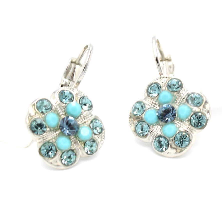 Crystal Blue Clover Earrings