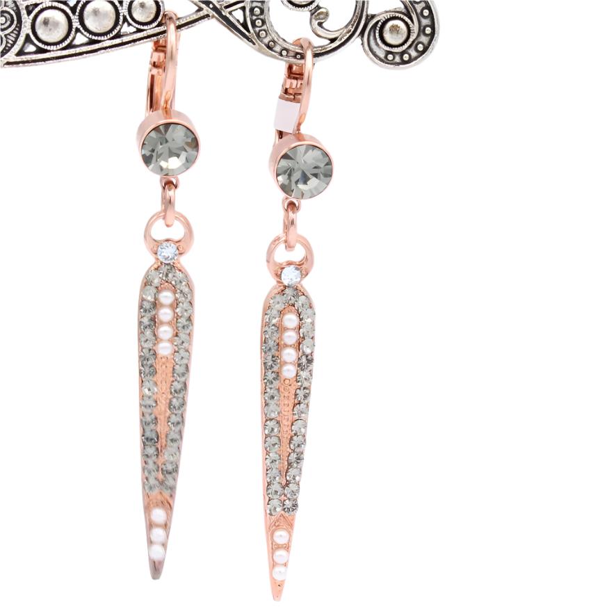 Earl Gray Collection Crystal Spike Earrings in Rose Gold